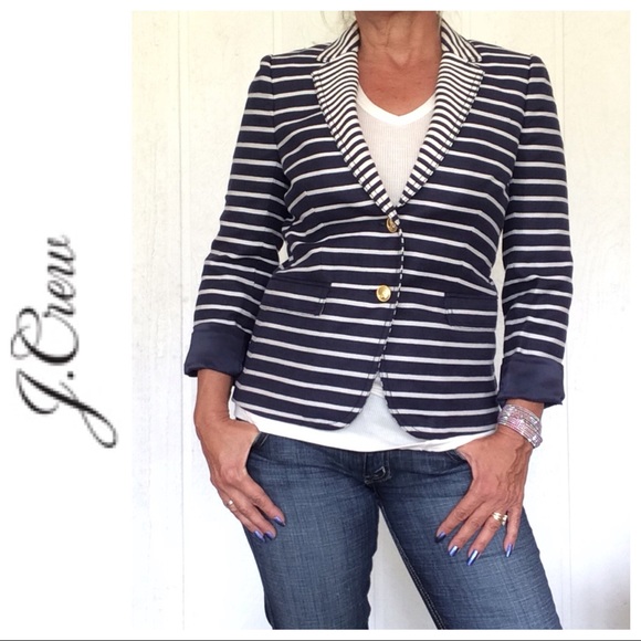 J. Crew Jackets & Blazers - J. CREW SCHOOLBOY COTTON LINEN STRIPED BLAZER 8